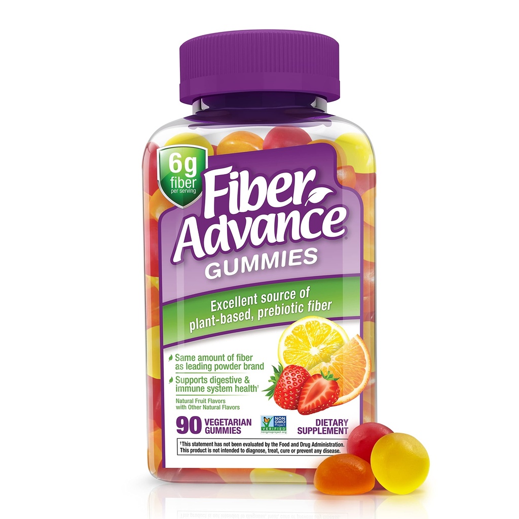 Fiber Advance Gummies 100% Plant Based Fiber Supplement for Digestive Health 