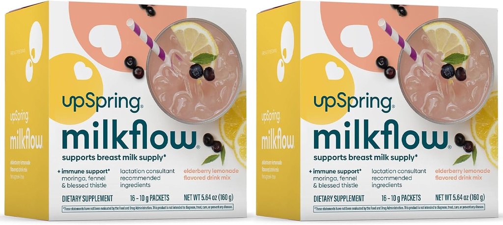 UpSpring Milkflow Immune Support Dojčenie Supplement Drink Mix Fenugreek-Free, Moringa 