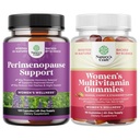 Bundle of Perimenopause Supplement with Maca Root Vitex Berry Black Cohosh for Hot Flashes Night Sweats Hormone Balance & Mood and Delicious Daily Women's Multivitamin Gummies for Energy and Immunity