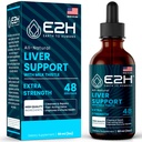 Čistenie pečene Detoxikácia a oprava - Bylinné mlieko na podporu pečene Thitle doplnok - Silymarin mlieko Doplnky k púpavke koreň, Chanca Piedra, Turmeric Root & Artičoke extrakt - 2 Fl Oz by E2H