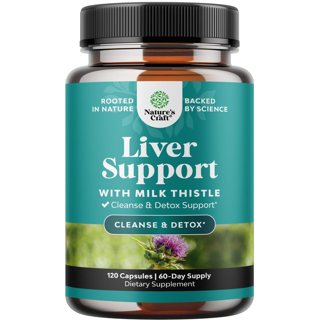 Prírody Remeslo Pečeň Čistiť Detox a opravy 120 Kapsule - Bylinné mlieko na podporu pečene Thitle Supplement - Silymarin Milk Thitle Supplements with Dandelion Root, Choline, Cvikla a Artičoky Extract