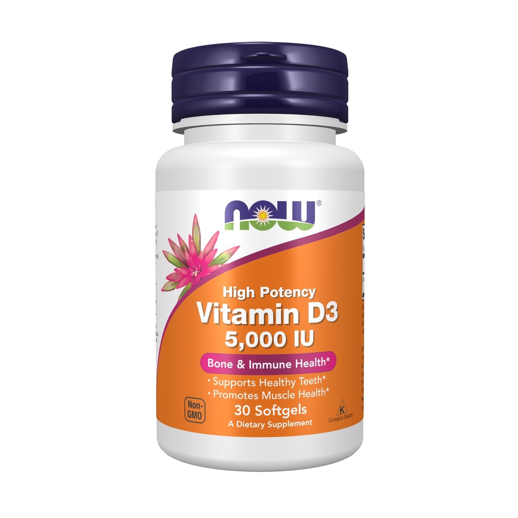 Teraz doplnky, vitamín D3 5,000 IU, vysoká potencie, štrukturálna podpora*, 30 Softgels