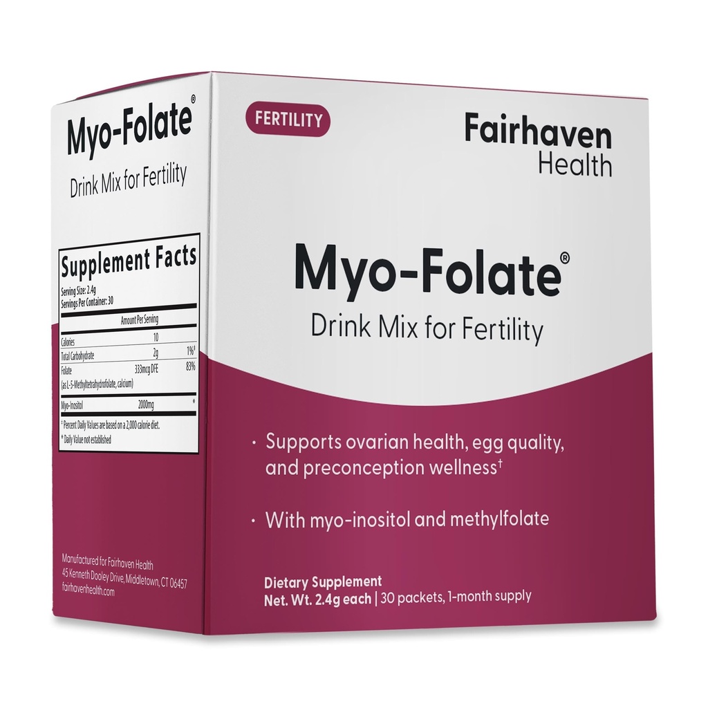Fairhaven Health Folate and Myo Inozitol Powder for Women - 1 per day, Femine Fertility Supplement, Ovarian Health and Egg Quality - 2000 mg Myo-Inositol a 333 mcg Methylfolate 30 Stick Packs