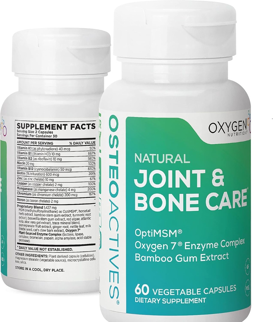 Oxygen Nutrition OsteoActives Formula All-Natural Dietary Support for Joints, Bones and Connective Tissue - 60 Počet Pill Bottle-Graft Kapsule (Backaging May Vary)