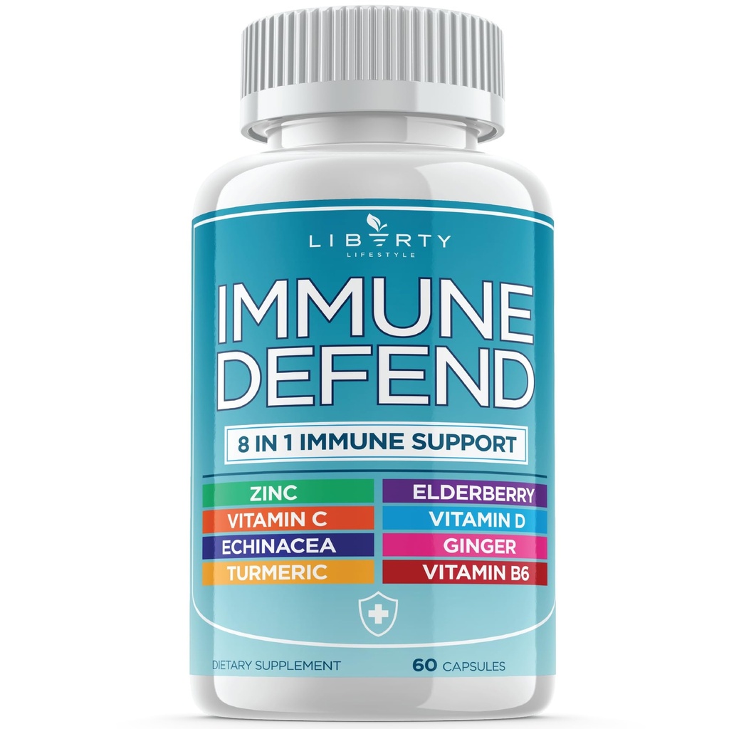 8 v 1 Imunitná obranná podpora, Imunitné kapsule doplnok s Echinacea zinok 50 mg, vitamín C, D3 5000 IU, kurkumín a zázvor, Echinacea - pre deti dospelých (1 balenie)