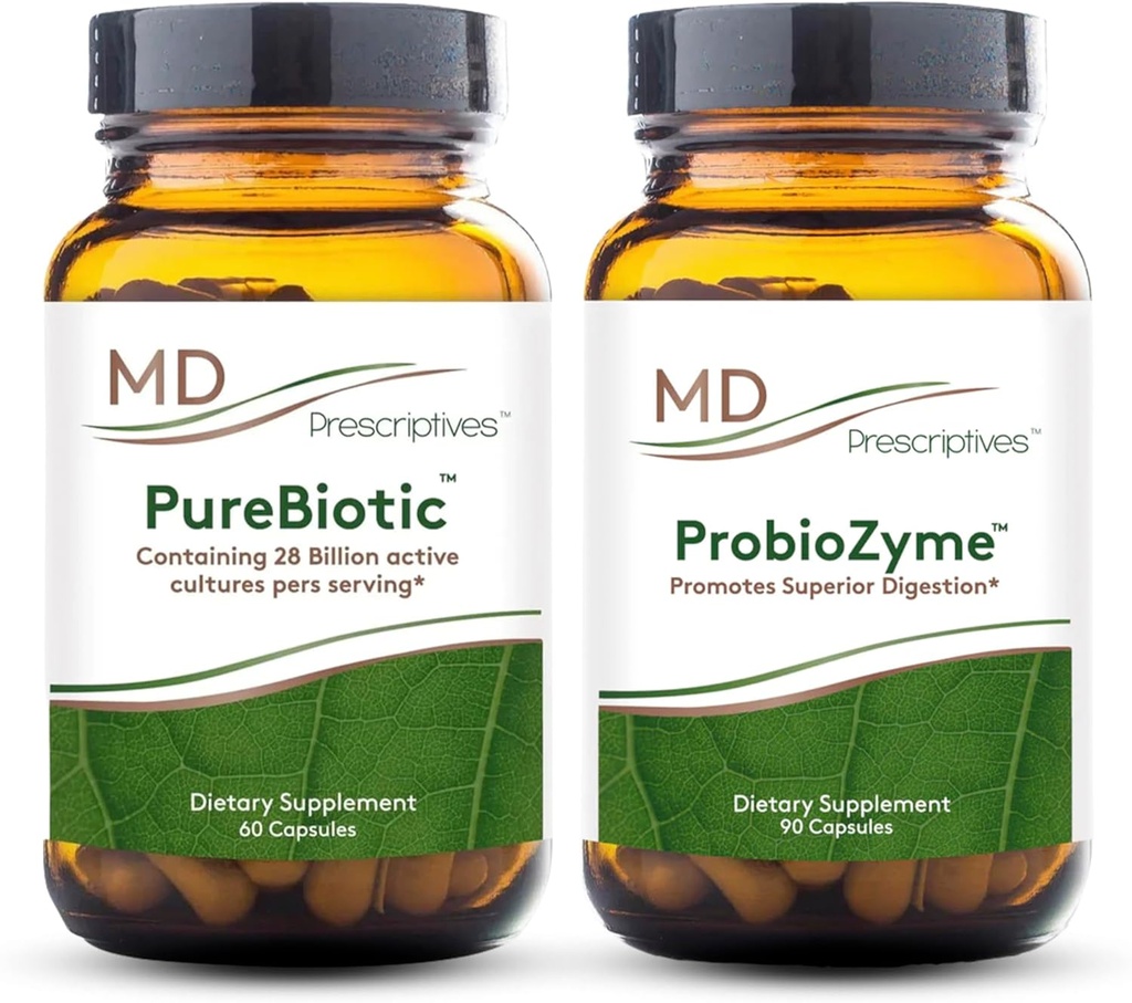 MD Prescriptives PureBiotic and ProbioZyme Bundle - Digestive & Gut Health Supplement - 60 kapsúl/90 kapsúl
