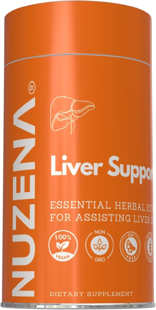 Nuzena Liver Support +, Milk Thitle Silybum Marianum, Turmerica, Dandelion Root & Artichoke Extract s esenciálnymi vitamínmi, Balenie 60 Liver Health Support Kapsule, Made in USA