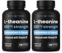 NutraChamps L-Theanine 200 mg kapsuly, Double-Strength L-Theanine Tekutina s vitamínom D3, organický kokosový olej, 120 vegánskych kapsúl (Stock of 2)