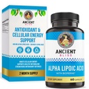 Staroveká Bliss Alpha Lipoic Acid Supplement, Antioxidant a energetická podpora, ALA Supplement with Bioperine, No Gluten and Soy, 600mg per Serving, 60 Vegan Capsulas