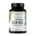 EMERALD LABS vitamín D3+K2 - vitamín D & VitalDelta MK-7 pre zdravie kostí a podporu srdca* - vegetarián, bez gluténu, klinická potencia - 60 rastlinných kapsúl