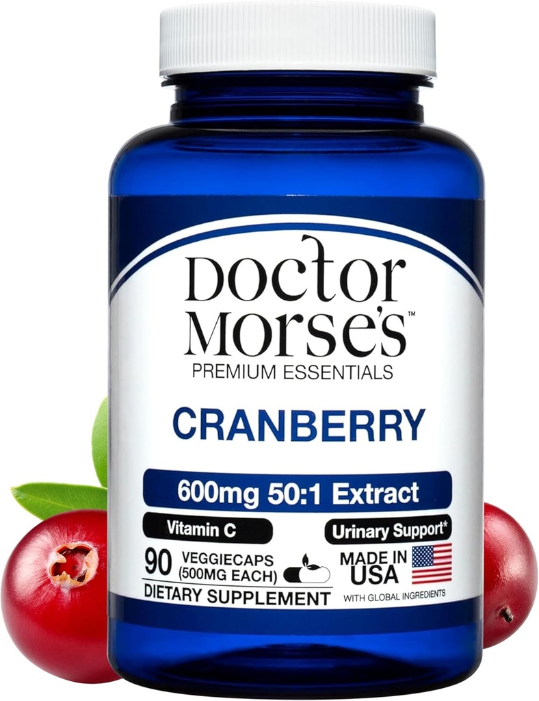Cranberry Supplement pilulky pre ženy a mužov, 30000mg sila, podpora močových ciest s vitamínom C, vyrobené v FDA-Registrované, NSF-Certifikované zariadenie, Celková podpora zdravia, 90 Kapsule