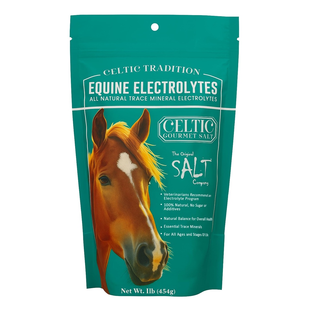 Celtic Tradition Equine Electrolytes – Natural Mineral Salt Supplement for Horses | Replenishes Electrolytes, Supports Hydration & Recovery | 1 lb Resealable Bag