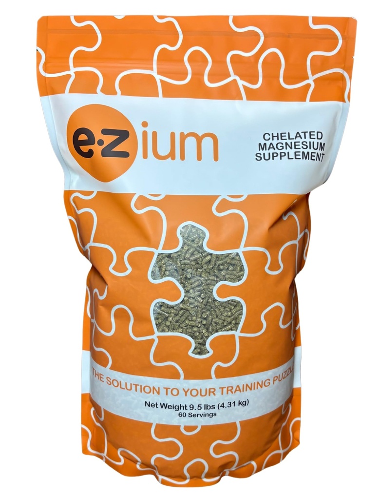 EZium Chelated Magnesium Supplement for 30-Day Supply- Horse Supplements Support Muscle Function, Focus & Recovery- Calming Equine Supplement Reduces Stress & Improves Behavior- 9.5 Lb. Resealable Bag