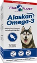 Vital Planet - Aljašský omega-3 rybí olej doplnok pre psy s 600mg Omega-3, vysoký v DHA a EPA z trvalo vylovených voľne žijúcich rýb chytených studenej vody, 60 Vanilla Softgels