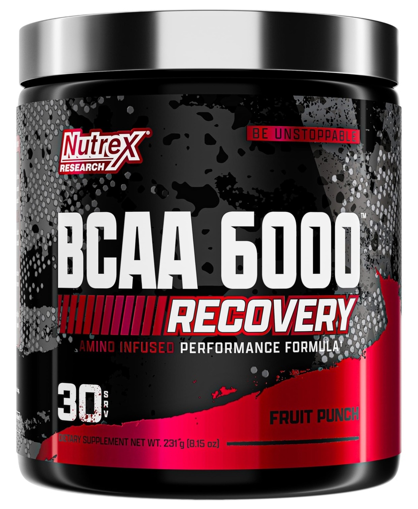 Nutrex Research - BCAA Powder 6000 Amino Acid - 6 Grams of BCAA Amino Acids Supplement for Post Cvičenie zotavenie a rast svalov - Amino Energy Cvičenie Recovery Drink (Ovocie Punch - 30 Servings)