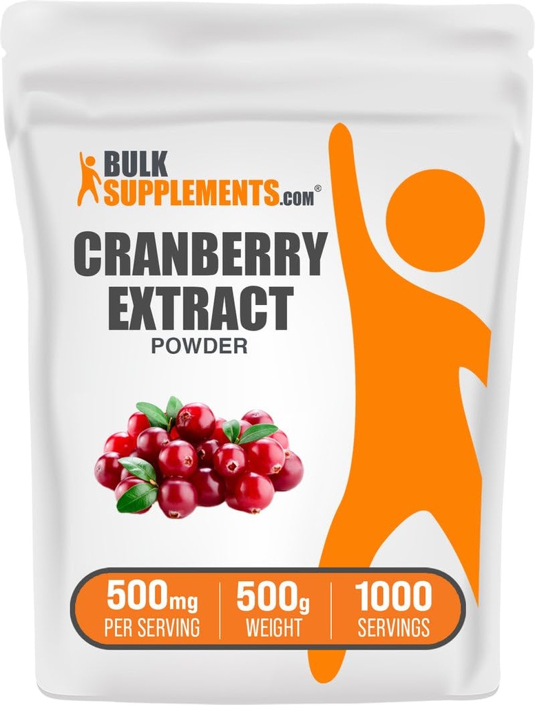 BulkSupplementments.com Cranberry Extract Powder - brusnicový chuťový prášok, Zdroj z Vaccinium Macrocarpon Fruit - Vegan & Gluten Free, 500mg per Serving, 500g (1,1 lbs) (Pack of 1)