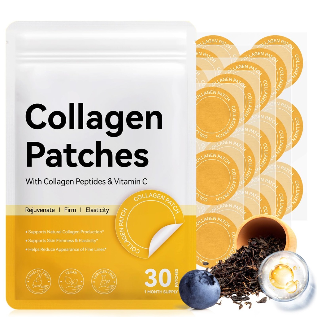 Collagen Patches 30 Pcs - 100% Natural Patch for Women and Men - Skin Elasticity, Hydration & Firmness