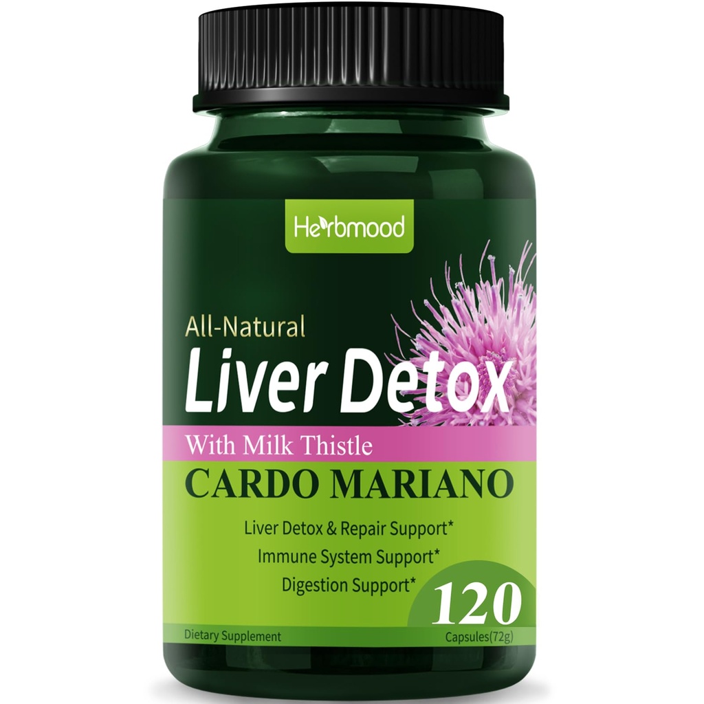 Silymarin Milk Thistle Liver Detox Kapsule od Mastné Liver, Alcachofa y Cardo Mariano con Silimarina para el Higado Graso, Pečeň Clease Detox & Repair Formula w/Artichoke Extract. 120Count