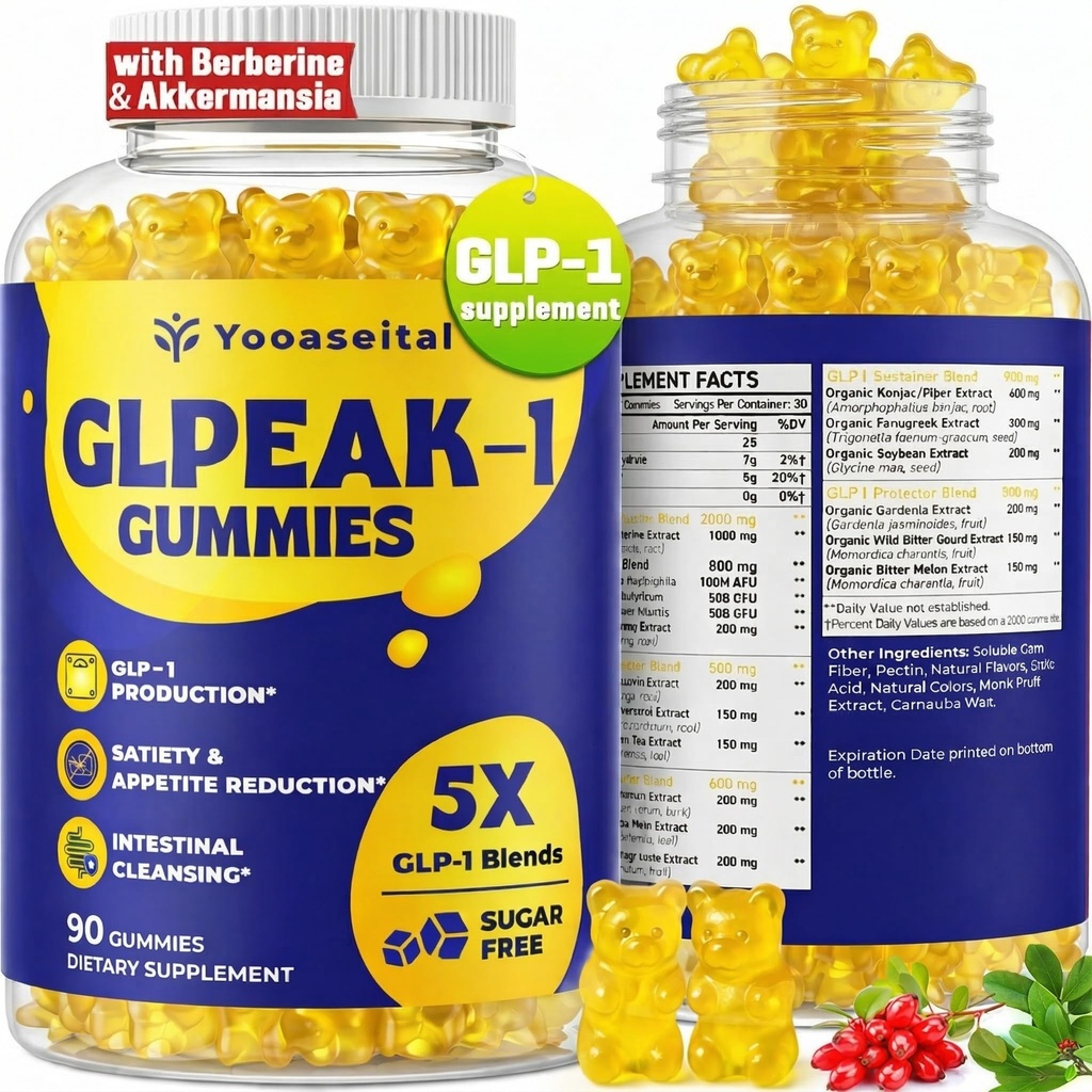 GLP-1, GLP-1 Supplement for Women & Men with Berberine, 90 Gummies