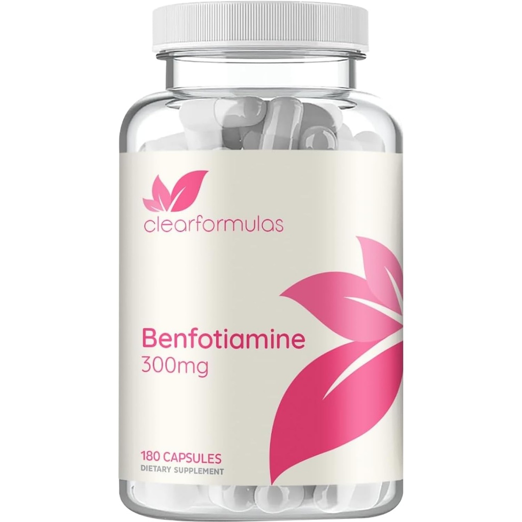 Vysoká absorpcia Vitamín B1 Benfotiamín 300 mg - Benfotiamín Supplement for Glycation Heart and Nerve Support - Vegan Non-GMO & Gluten Free Tuk Rozpustný tiamín B1 Supplement (180 Servings)