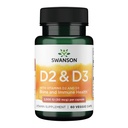 Swanson vitamín D komplex s vitamínmi D2 a D3 - Kompletný slnečný vitamínový komplex pre kosti, zubolekárske a imunitné zdravie - vitamínové doplnky (50 μg, 60 Veggie Kapsule)