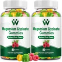 Magnézium Glycinate Gummies 400 - Horčík Supplement for Sleep,Stres a uvoľnenie svalov Pokoj Magnézové žuvačky pre dospelých a deti s vitamínom D, B6 Ovocná chuť, Vegan, 2 balenia