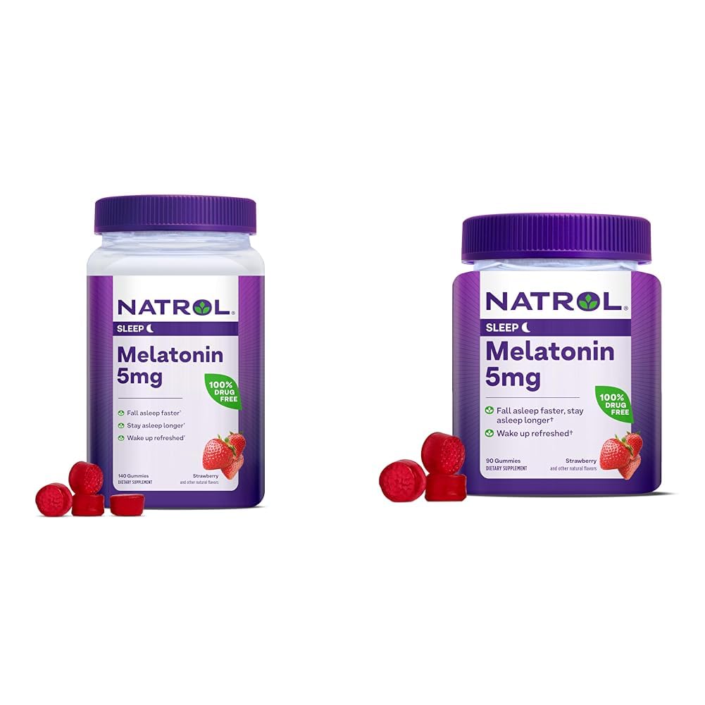 Natrol Melatonin 5mg Gummies 140ct & 90ct Jahodový spánok Podpora