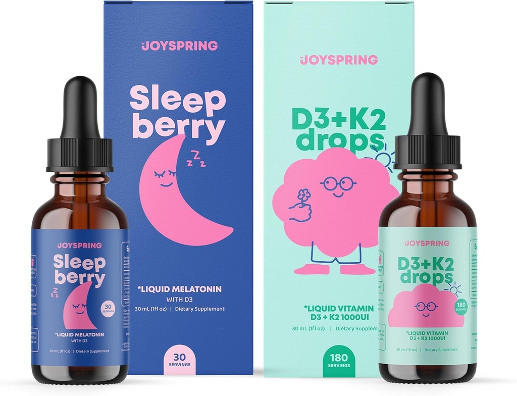 JoySpring vitamín D3 K2 pre deti môže podporovať zdravý imunitný systém vitamín D pre deti a tekutý melatonín pre deti podporu spánku
