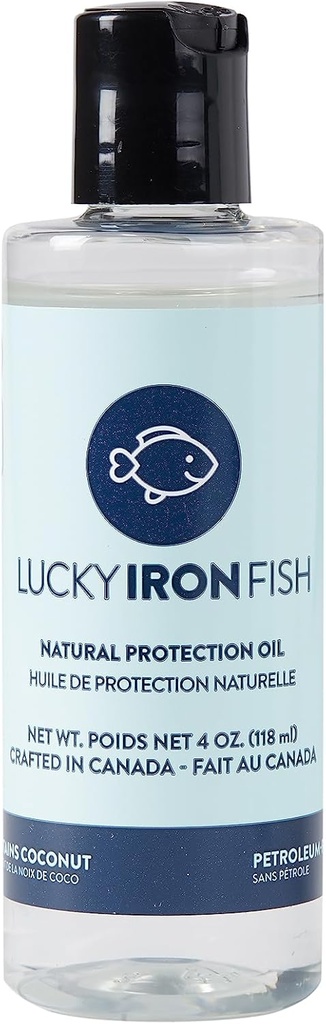 Lucky Iron Life ® Natural Protection Oil, 4oz - Apply to Your Lucky Iron Fish or Leaf to Maintain, Chráňte a zabráňte Rust - Vegan, Made with Pure Coconut & Lemon Oils