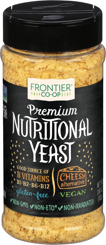 Frontier Co-op Premium Nutritional Yeast Flakes, 3.6 oz s vitamínom B12 - pre popcorn, snacks, cestoviny a polievku
