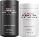 Codeage Daily Multivitamín Bundle: Dámske a pánske multivitamíny, B-vitamíny, probiotiká, potravinové zmesi, 120 Kapsule na fľašu