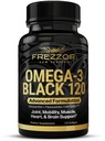 FREZZOR Omega 3 Black - Green Lipped Mussel Oil Capsules, Made in New Zealand, UAF1000+, No Fishy Dochute, 120 Počet (Pack of 1)