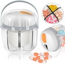 Pill Box, pilulky Organizátor pre cestovanie roztomilý medicína Organizátor NO-BPA dôkaz vlhkosti Medicína Kontajner pre vitamíny, rybie oleje, doplnky (biela)
