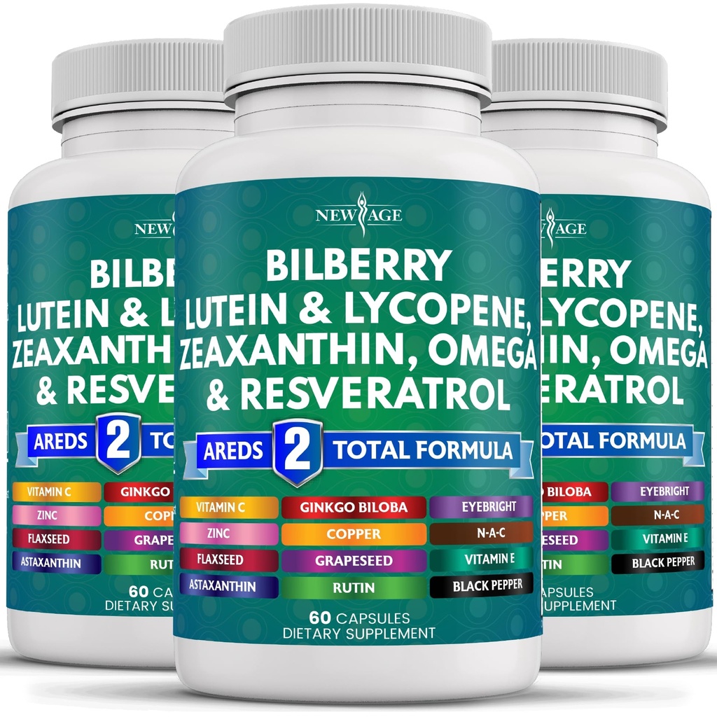 NOVÁ VEK Vitamíny pre zdravie očí s čučoriedkovým luteínom a zeaxantínom Lykopén Resveratrol extrakt z hroznových semien Astaxantín - vitamín pre oči - 180
