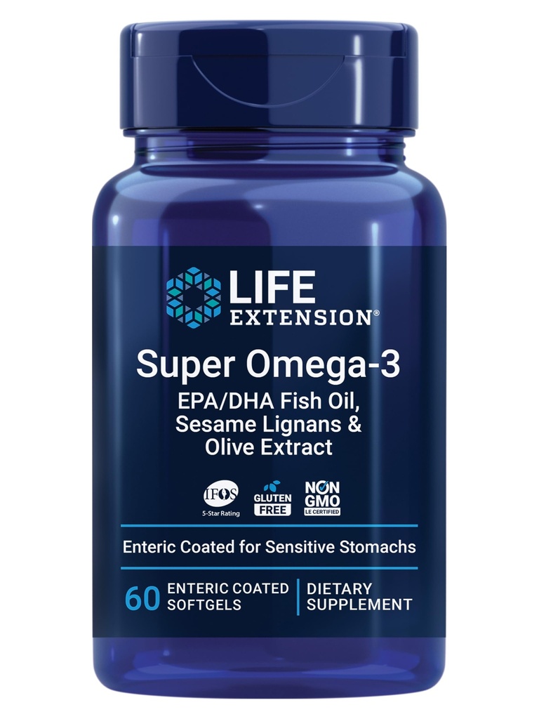 Life Extension Super Omega-3 EPA/DHA Fish Oil, season Lignans & Olive Extract 