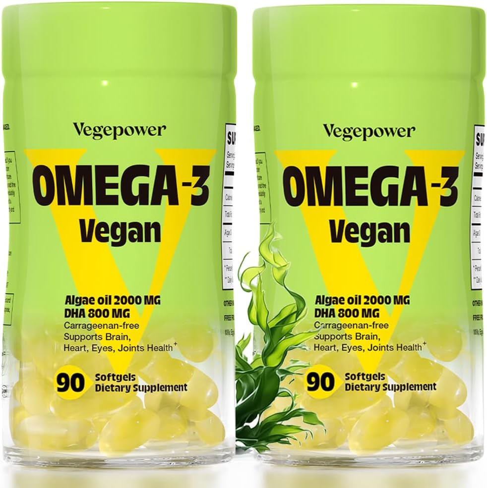 Vegan Omega-3 DHA Supplements - Premium Fish Oil Alternative from Algae Oil 