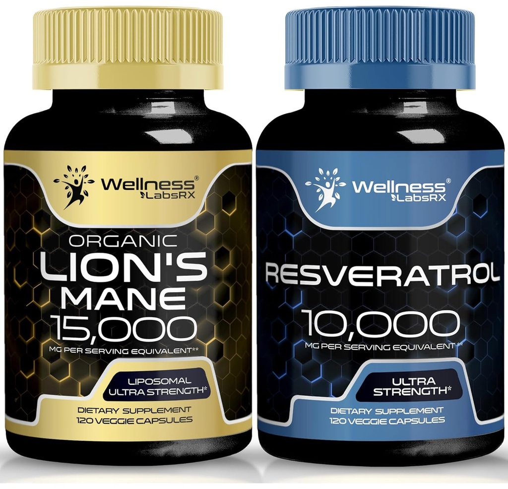 WELLNESS LABSRX kapsule Resveratrol 10000 - Lions Mane Supplement Kapsule
