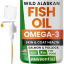Omega 3 Rybí olej pre psy a mačky - Made with Wild Aljašský lososový olej; Liquid Fish Oil Supplement pre domáce zvieratá s Omega 3 EPA+DHA mastné kyseliny; skutočné zložky, Real Chute 