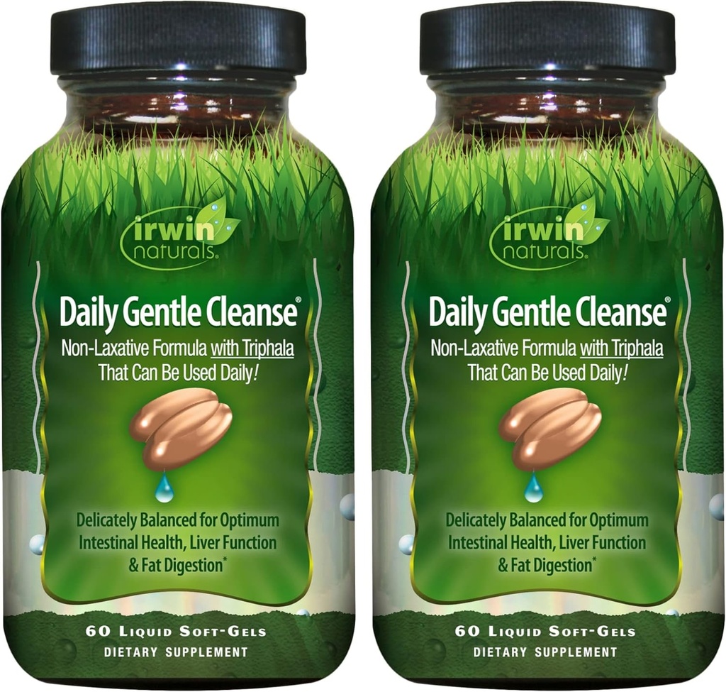 Irwin Naturals Daily Gentle Cleanse - 60 Liquid Soft-Gels, Balenie 2 - Non-Laxative Formula s Triphala
