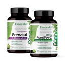 Emerald Labs Bundle s prenatálnym 1-Denným multi (60 Veg Caps) & PureWay-C (90 Veg Caps) - prenatálny multivitamín s metylovaným folátom, železom a viac* - vitamín C doplnok s kyselinou R-Alpha Lipoová