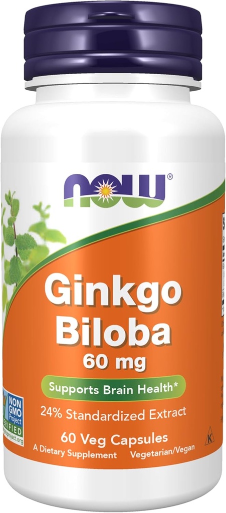 Teraz Foods Doplnky, Ginkgo Biloba 60 mg, 24% Štandardizovaný extrakt, Non-GMO Projekt Overené, 60 Veg Kapsule