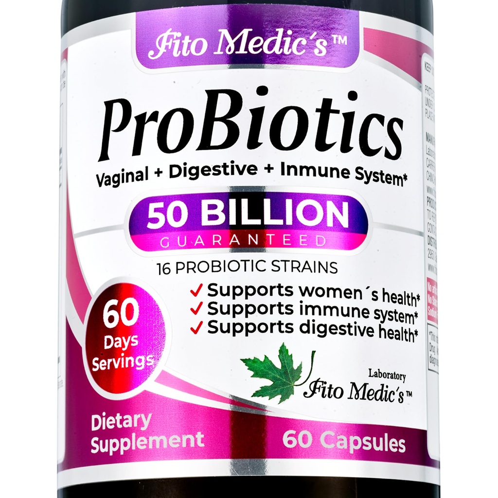 FITO MEDIC'S Lab - Probiotiká pre ženy - 50 miliárd CFU probiotík - 60 dní Slúži s -probiotiká pre tráviace zdravie- 16 - probiotiká - Blend. Podporuje trávivú rovnováhu.