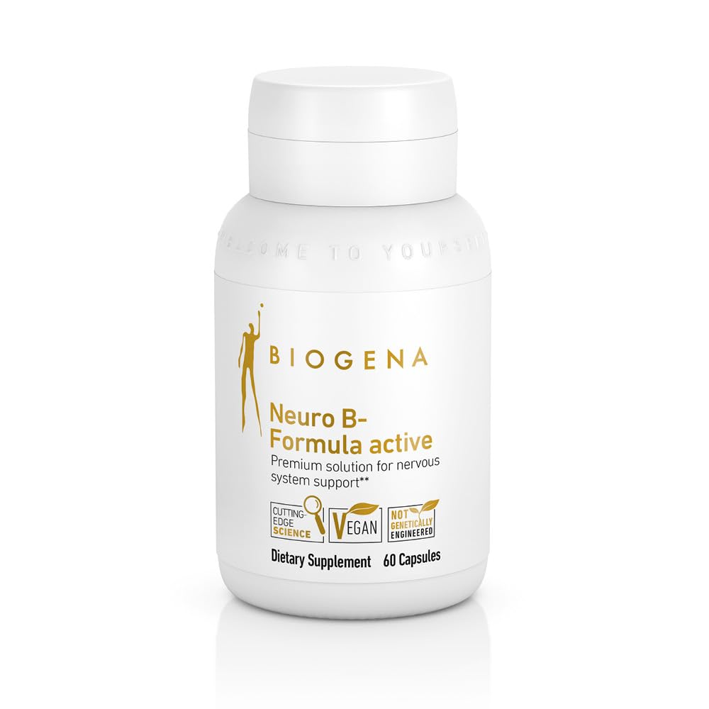 Biogena Vitamín B Complex kapsuly so všetkými 8 b-vitamínmi B1, B2, B6, B12, folátom, niacínom, biotínom a kyselinou pantoténovou na podporu Psyche a nervového systému** - Neuro B-formula Active Gold
