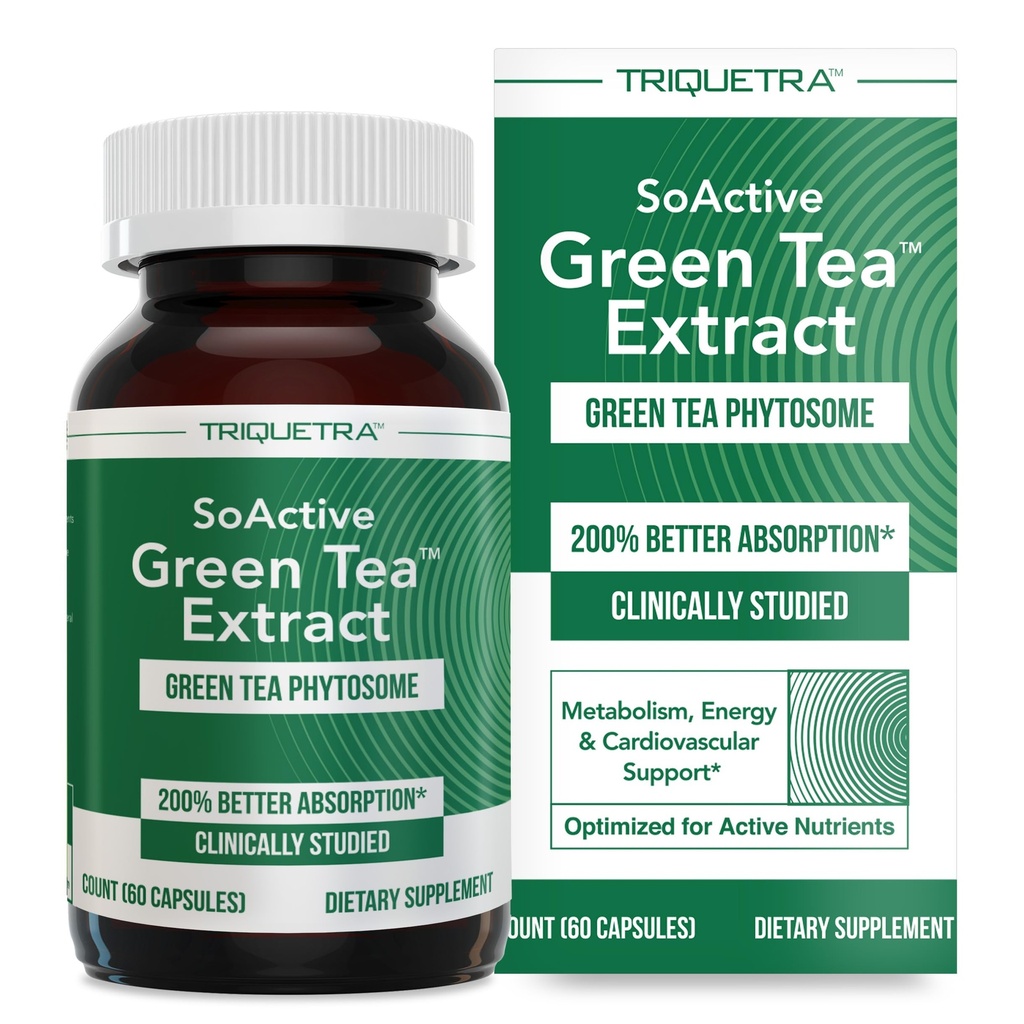 SoActive Green TeaTM Extract - klinicky študovaný zelený čaj fytozóm - Až 200% lepšia absorpcia a biologická dostupnosť - klinicky overená dávka - podporuje metabolizmus a riadenie hmotnosti - 60 uzáverov