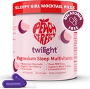 Broskyňové perfektné Twilight Magnézium Glycinate spánkový multivitamín Magnézium Supplement with Organic Tart Cherry, harmanček, 5-HTP, L-Tryptofán, Natural Sleepy Girl Mocktail, 60 Kapsule, 30 Servings