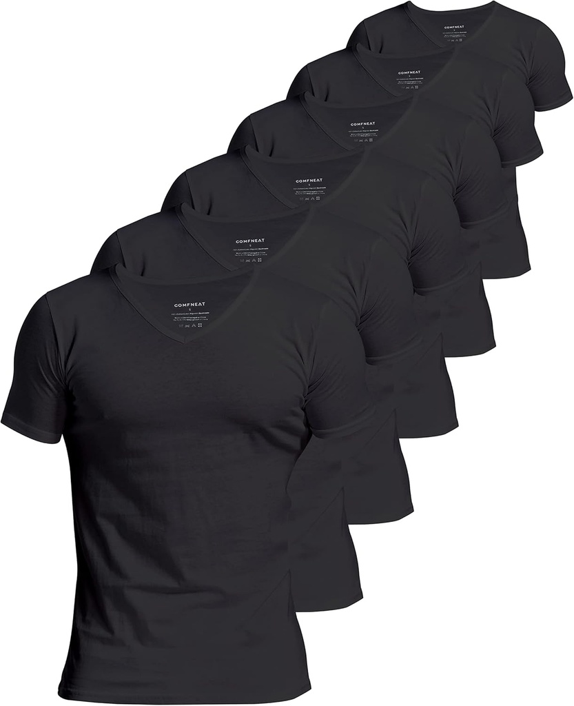 Pánske tepláky Comfneat 100 Percent Cotton Underclothing Comfy V-Neck T-Shirts (4-Pack/6-Pack)