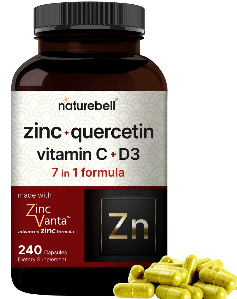 NatureBell Zinok Quercetin s vitamínom C & D3, 240 Kapsule 