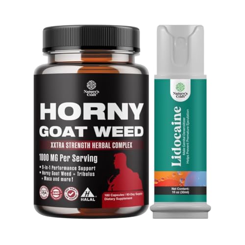 Bundle of Horny Koza burina pre mužov - Extra sila mužské doplnky, a Lidokaín Desenzitizujúci Topický sprej Climax ovládanie pre dlhšie trvajúce výkon - Boost Vytrvalosť a vytrvalosť Rýchle pôsobenie