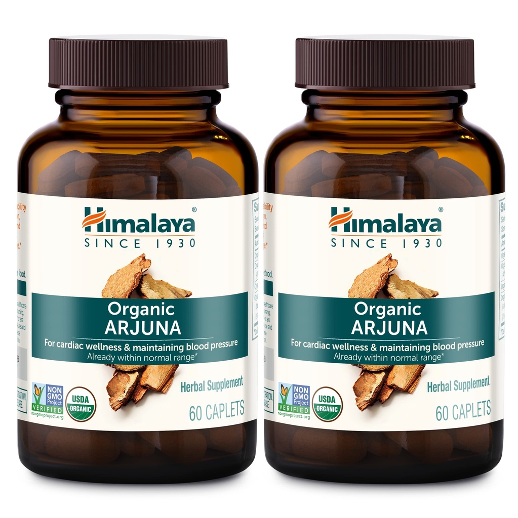 Himalája Organic Arjuna, Krvný tlak Supplement for Cardiovaskulárne Wellness and Heart Health, 700mg, 60 count (Pack of 2)