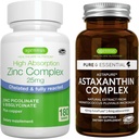 Astaxantin Complex + Zinkový komplex Vegan Bundle, Antioxidant Podpora pre pokožku, vlasy a nechty, Igennus